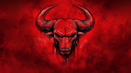 Bold red bull portrait glowing with fierce, fiery energy.