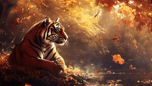 Autumnal tiger under volumetric foliage illumination field.