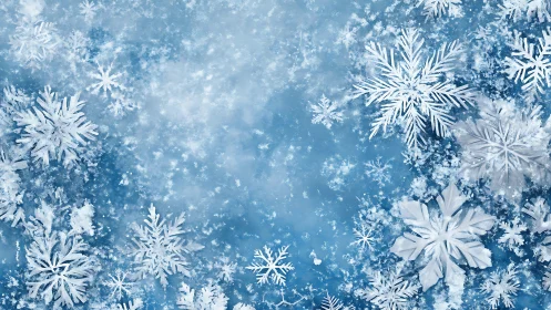 Crystal snowflake orchestra swirling in frosted blue hush.