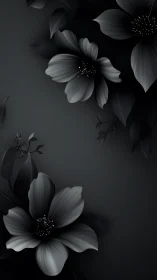 Monochrome Floral Study with Layered Blooms