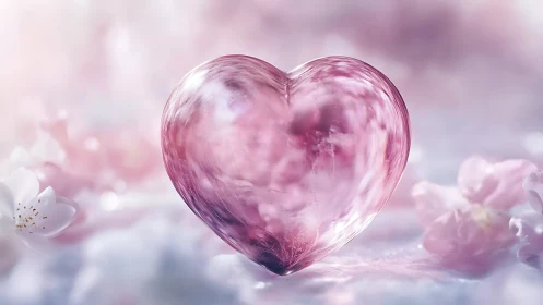 Crystal Heart Shape Rendered with Pink Translucent Material