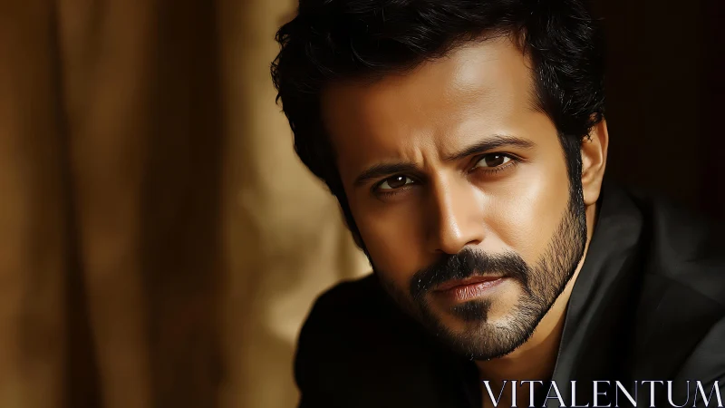 Digital painting portrait with cinematic low key lighting focus.