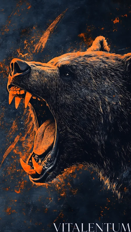 Side profile illustration of roaring bear with bared teeth.