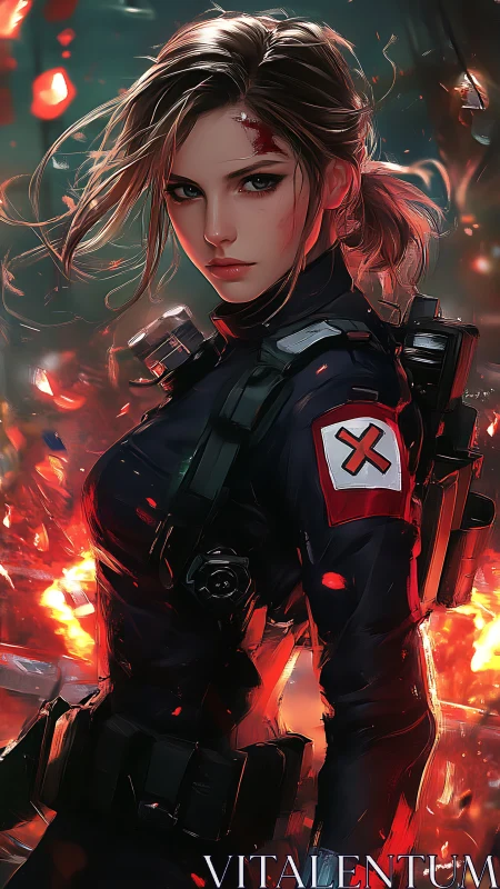 Battle-hardened cyber operative rendered in dynamic digital chiaroscuro