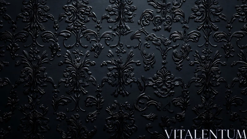 Midnight baroque flourishes in inky embossed opulence.