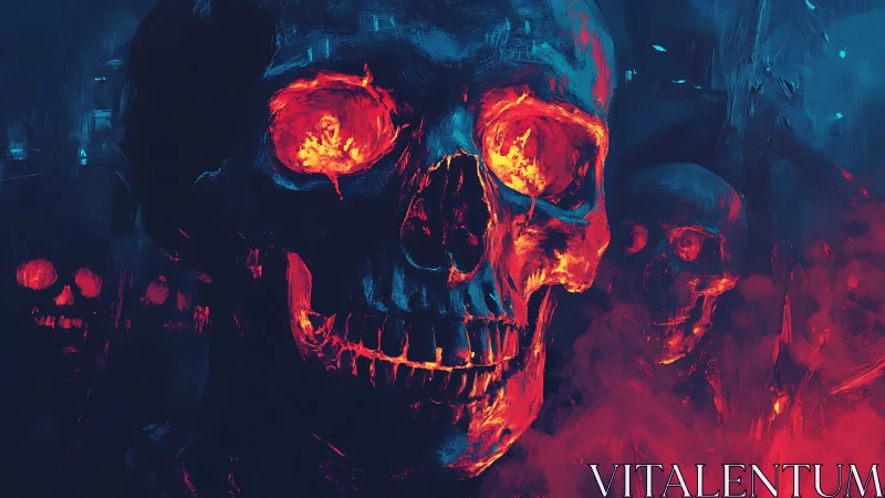 Luminous inferno skull study in high-contrast digital painting.