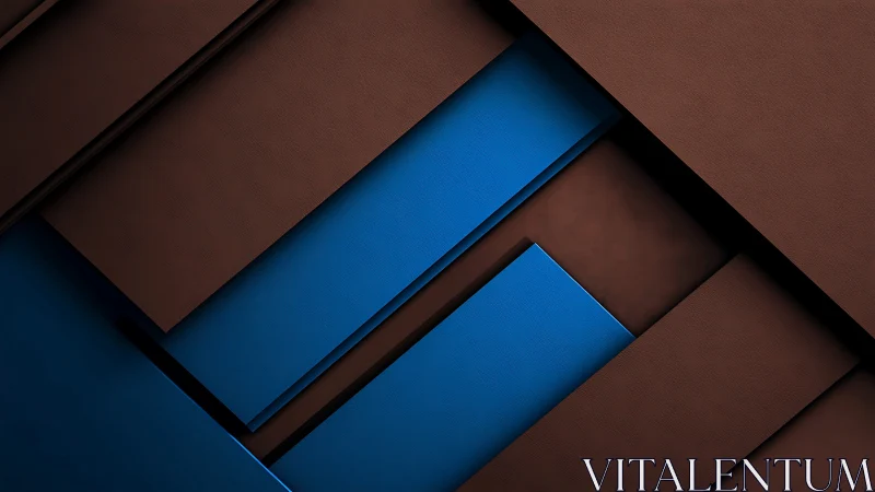Layered blue and brown panels creating calm modern balance.
