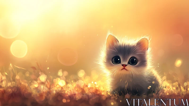 Adorable Kitten Glows with Golden Hour Magic and Wonder