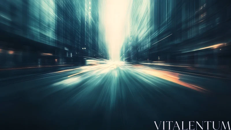 Cyberpunk velocity corridor in luminous urban vanishing point.