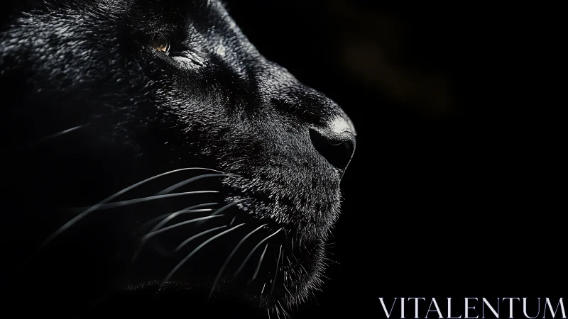 Mysterious Black Cat Portrait in Dramatic Shadow