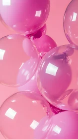 Luminous Bubblegum Spheres Floating in Vibrant Pink Dreamscape.