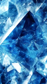 Prismatic blue crystal facets in ultra-detailed macro abstraction.
