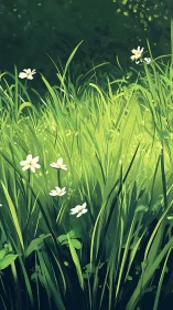Soft morning light dances across wild spring meadow grass