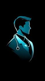 Neon doctor silhouette listens quietly to the city&rsquo;s heartbeat