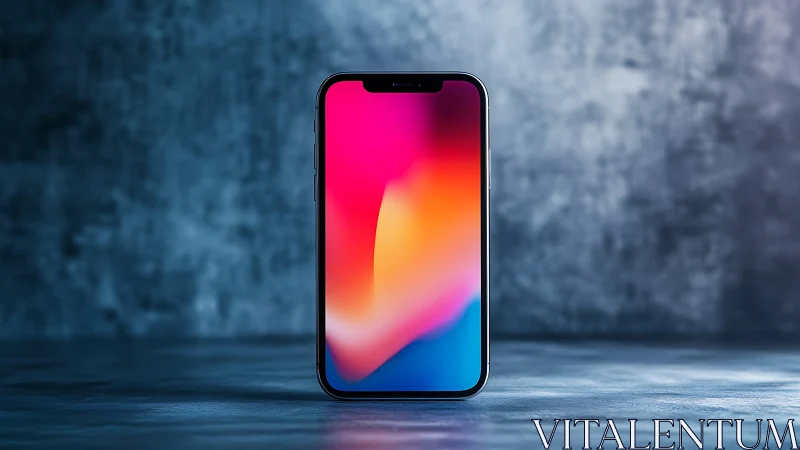Modern Smartphone Glowing with Vibrant Gradient Colors.