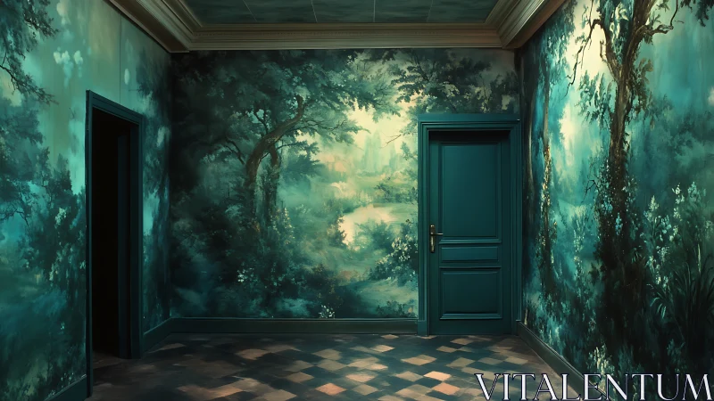 Immersive forest mural transforms a quiet room into dreamscape