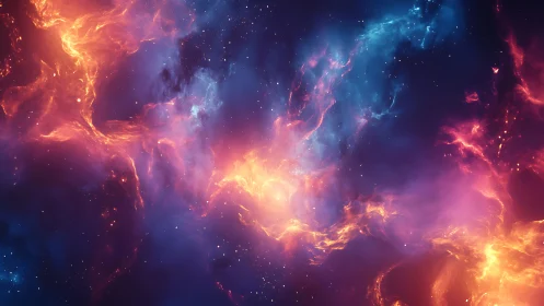 Nebula clouds swirl through vibrant cosmic gas and dust