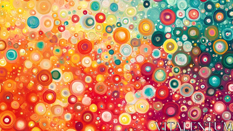 Multicolored circular pattern in dense abstract arrangement.