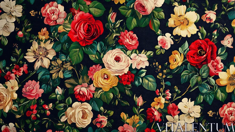 Blooms Entwined: A Floral Tapestry of Crimson, Gold & Ivory