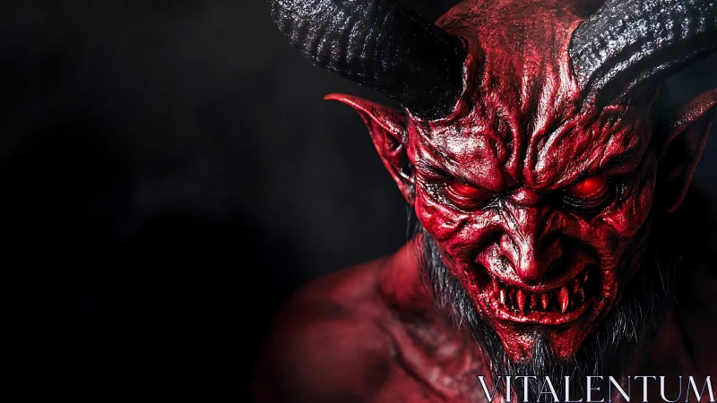 High-contrast demonic creature portrait with specular skin detailing