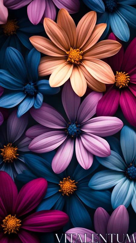 Vibrant Daisy Blooms: Radiant Floral Composition.
