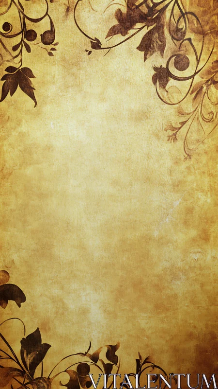 Vintage floral parchment background with ornate borders.