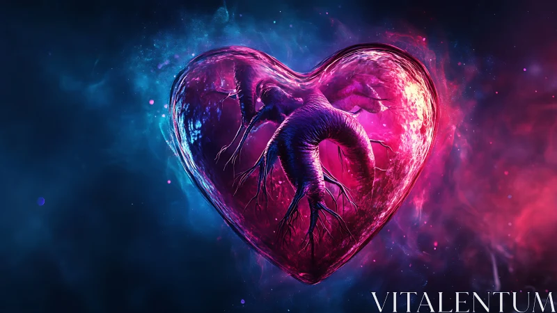 Anatomical Heart with Neon Energy Field.