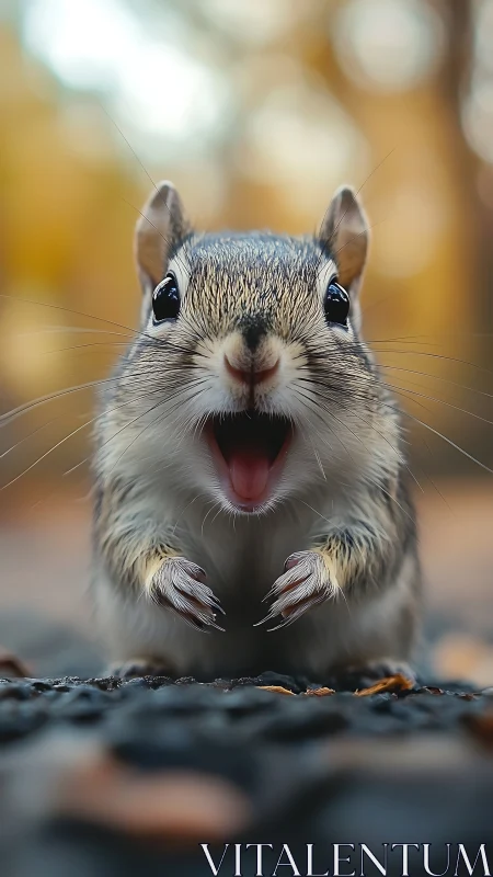 Tiny chipmunk gasps in golden forest blur of autumn wonder.