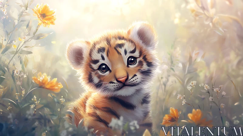 Soft-lit tiger cub portrait shows shallow depth and volumetric haze