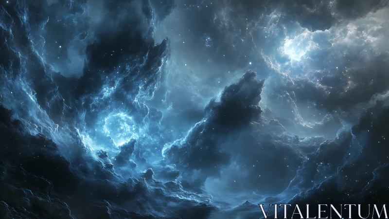 Stellar nebula storm glows within deep cosmic clouds.