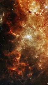 Fiery interstellar nebula glows amid a dense star field.