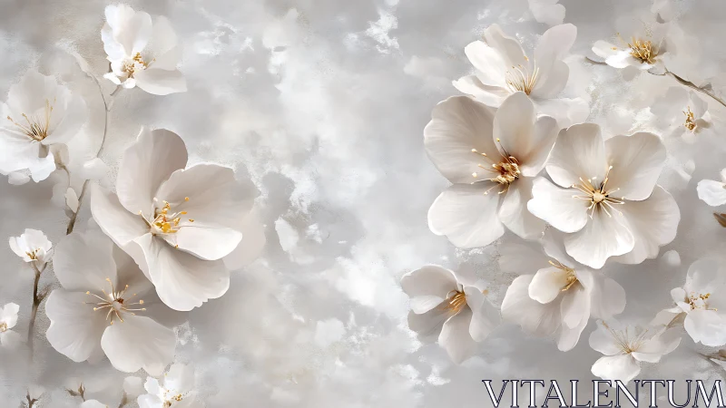 White Blossoms Against Luminescent Clouds.