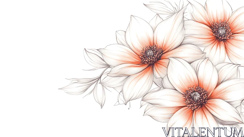 Botanical Watercolor Florals with Gradient Red Accents.