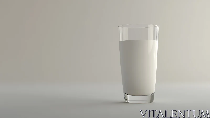Minimalist photorealistic glass of milk on neutral surface.