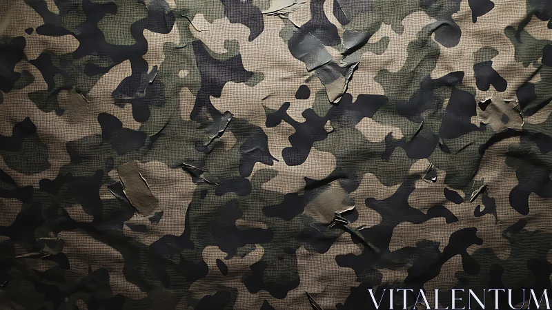 Camouflage Fabric Texture Catches Light and Shadow.