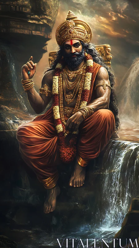 Majestic river sage crowned in molten dusk and marigolds.