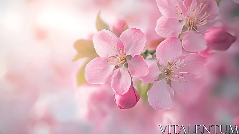 Pink blossoms in shallow focus with delicate translucent petals.