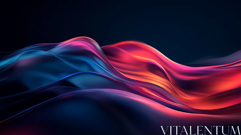 Gradient light waves form fluid neon ribbons on dark horizon