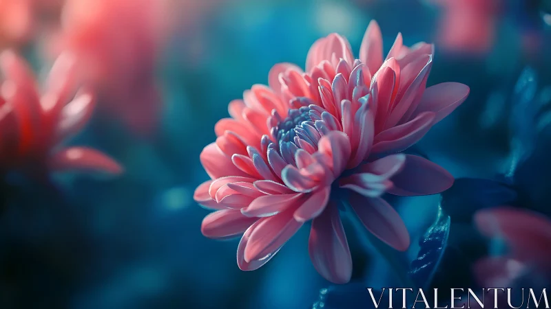 Pink Dahlia Bloom with Chromatic Depth-of-Field Bokeh Rendering.