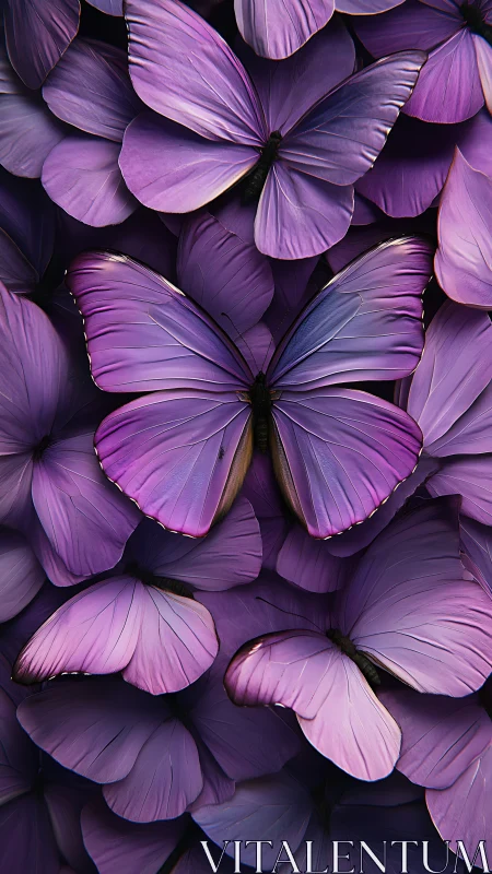 Vibrant purple butterflies overlapping in dense closeup.