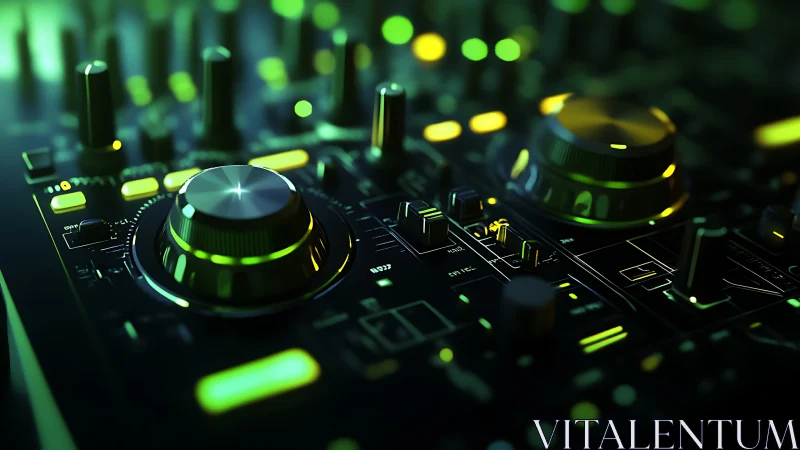 Glowing DJ console inviting you into a neon soundscape.