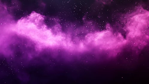 Vibrant magenta nebula cloud across deep star field.