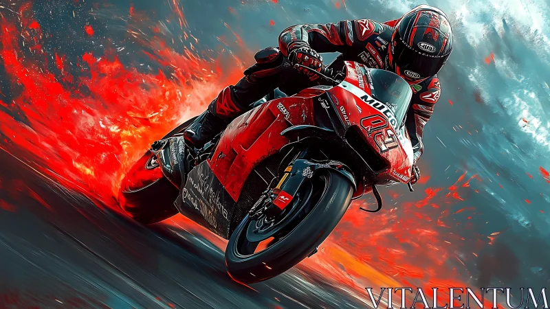 Fire-laced superbike slingshot carving sparks across asphalt.