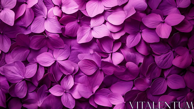 Magenta hydrangea petals form dense floral abstract wall.