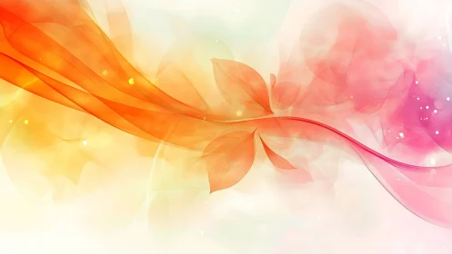 Flowing floral ribbons in warm pastel gradient light.