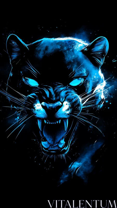 Neon Predator - Electroluminescent Feline Portrait with Dynamic Energy.