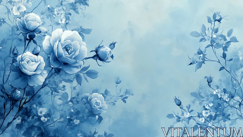 Serene Blue Roses: Dreamy Garden in Soft Tones.