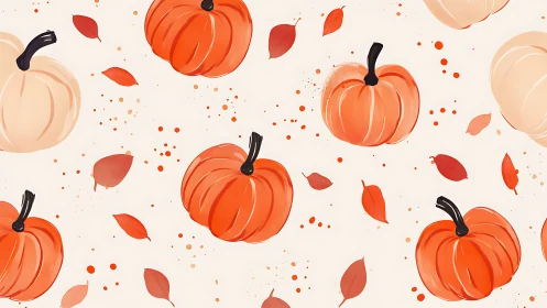 Playful pumpkins dance with autumn leaves in soft color