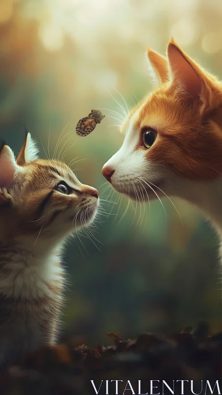 Two Curious Friends Discovering a Butterfly Together.