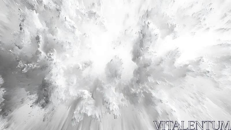 Dynamic white powder explosion in abstract modern digital art.